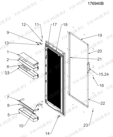 Взрыв-схема холодильника Electrolux EK242V11LW - Схема узла Door 003